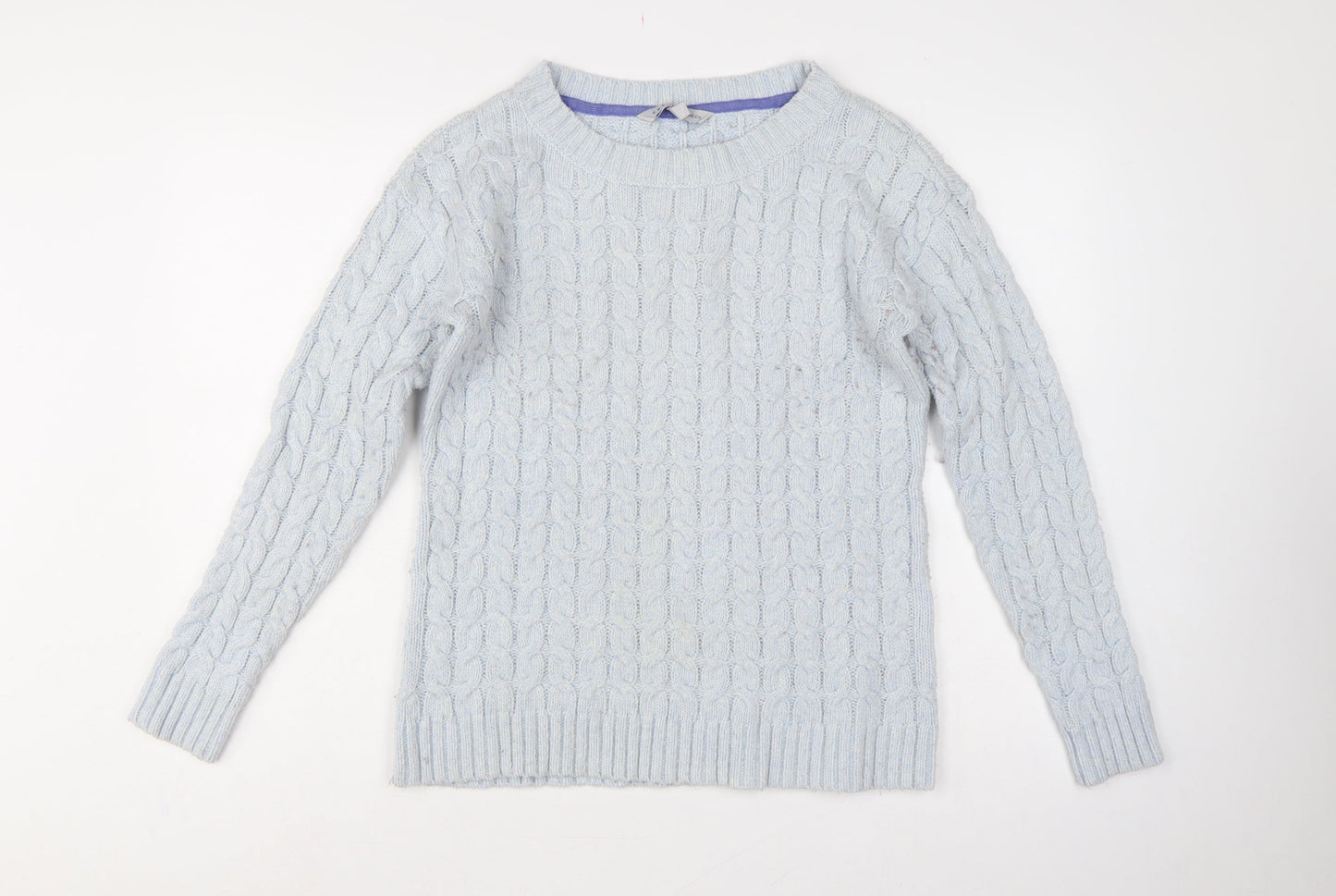 Crew Clothing Co Women Blue UK 14 Cable-Knit Crew Neck Jumper