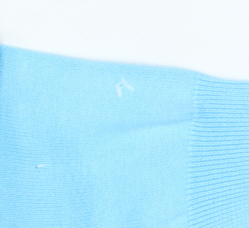 Glenmuir Women Blue M V-Neck Cotton Knit Logo Golf Jumper