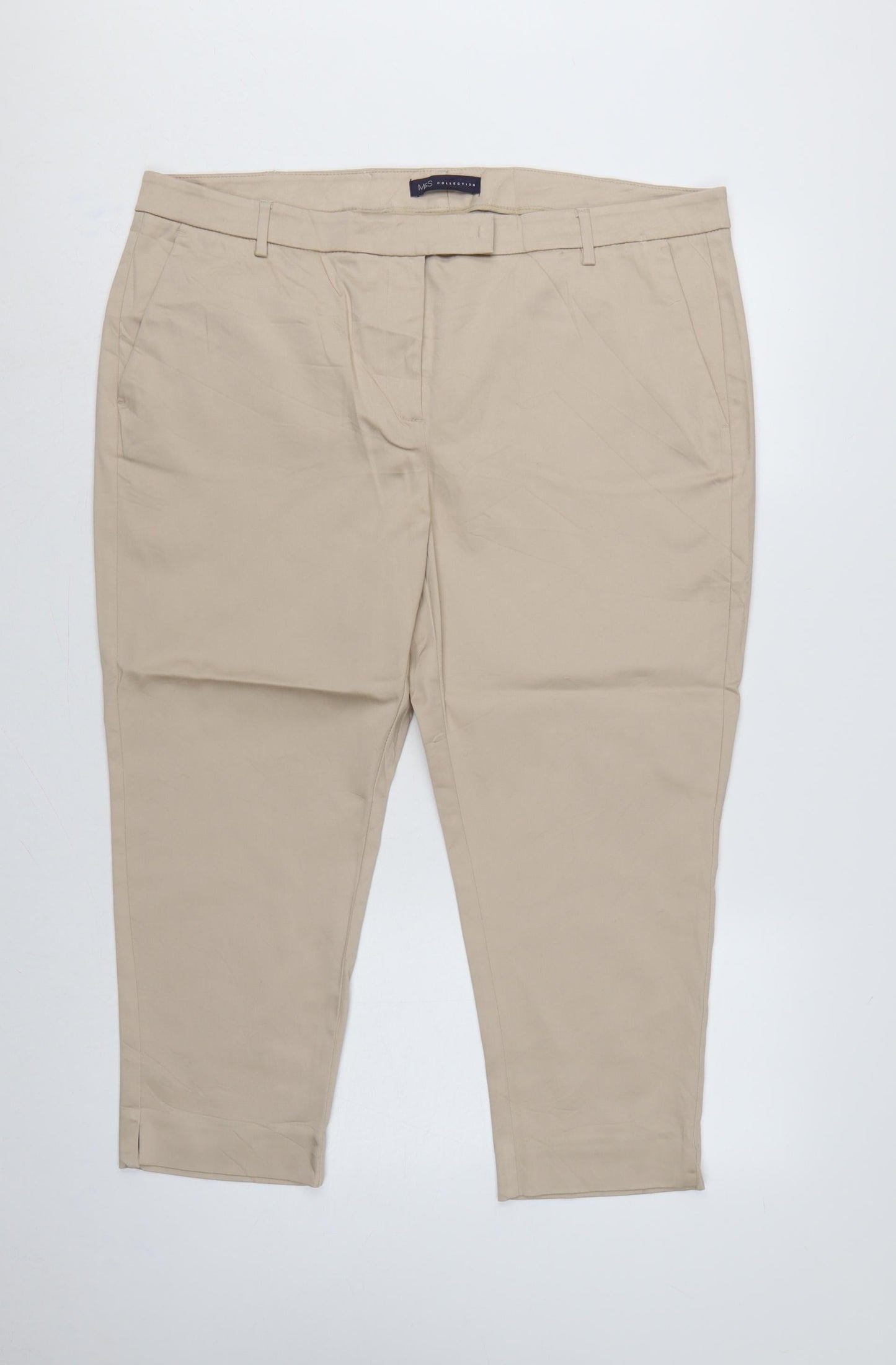 M&S Women’s Beige UK 20 Short Tapered Tailored Trousers