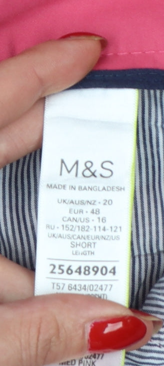 Marks and Spencer Women Pink Size 20 Short Tapered Chino Trousers