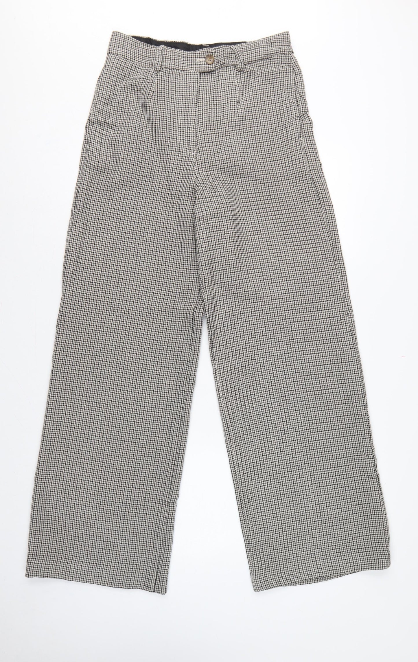 Marks and Spencer Women’s Grey Check Wide-Leg Trousers UK 10 Long