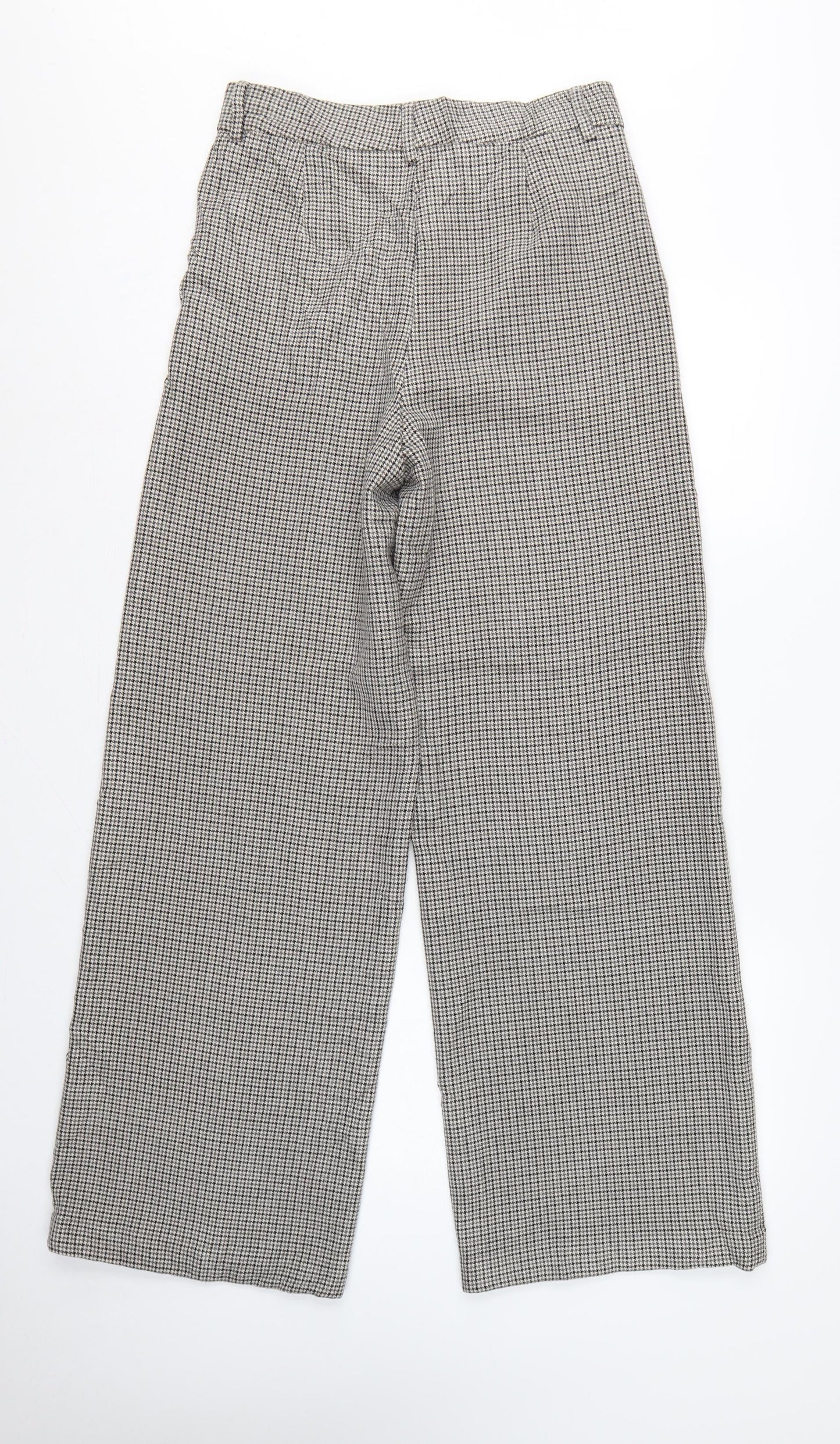 Marks and Spencer Women’s Grey Check Wide-Leg Trousers UK 10 Long