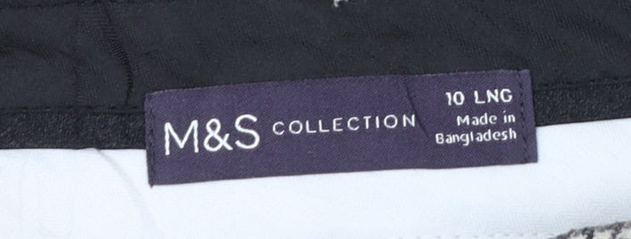 Marks and Spencer Women’s Grey Check Wide-Leg Trousers UK 10 Long
