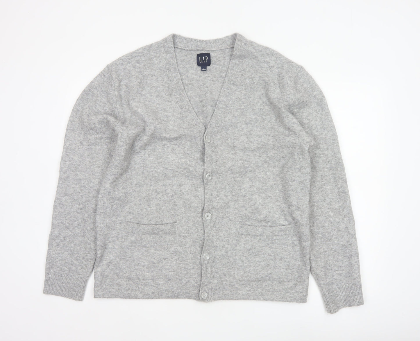 GAP Men’s Grey M V-Neck Button Knit Cardigan Pockets