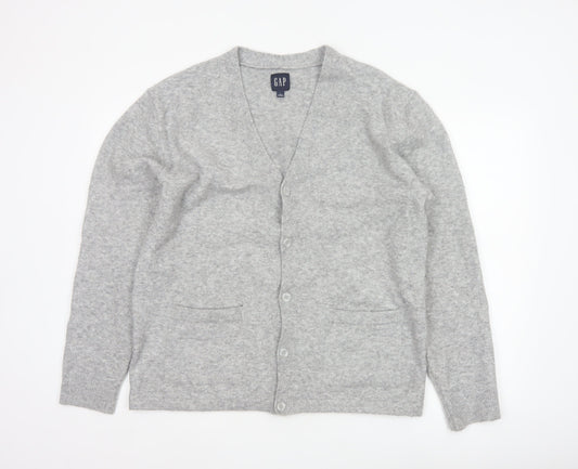 GAP Men’s Grey M V-Neck Button Knit Cardigan Pockets