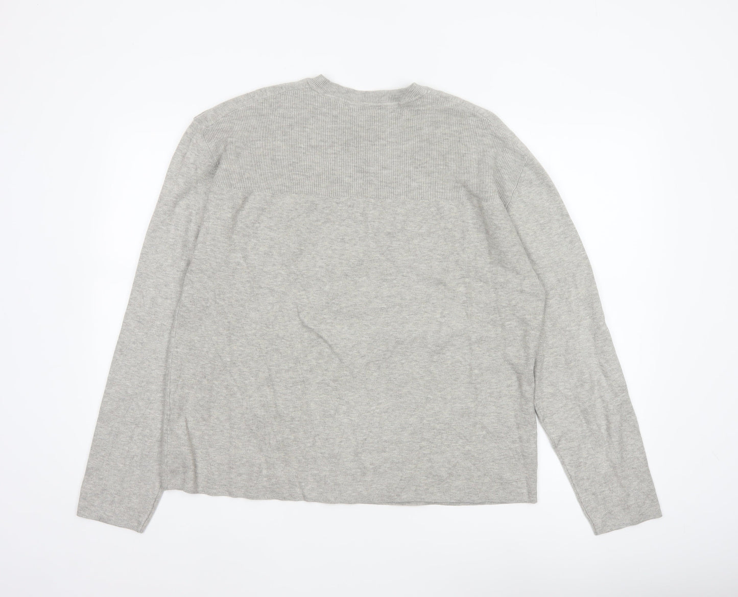 Marks & Spencer Women Grey L Knit Button Shoulder Pullover Jumper