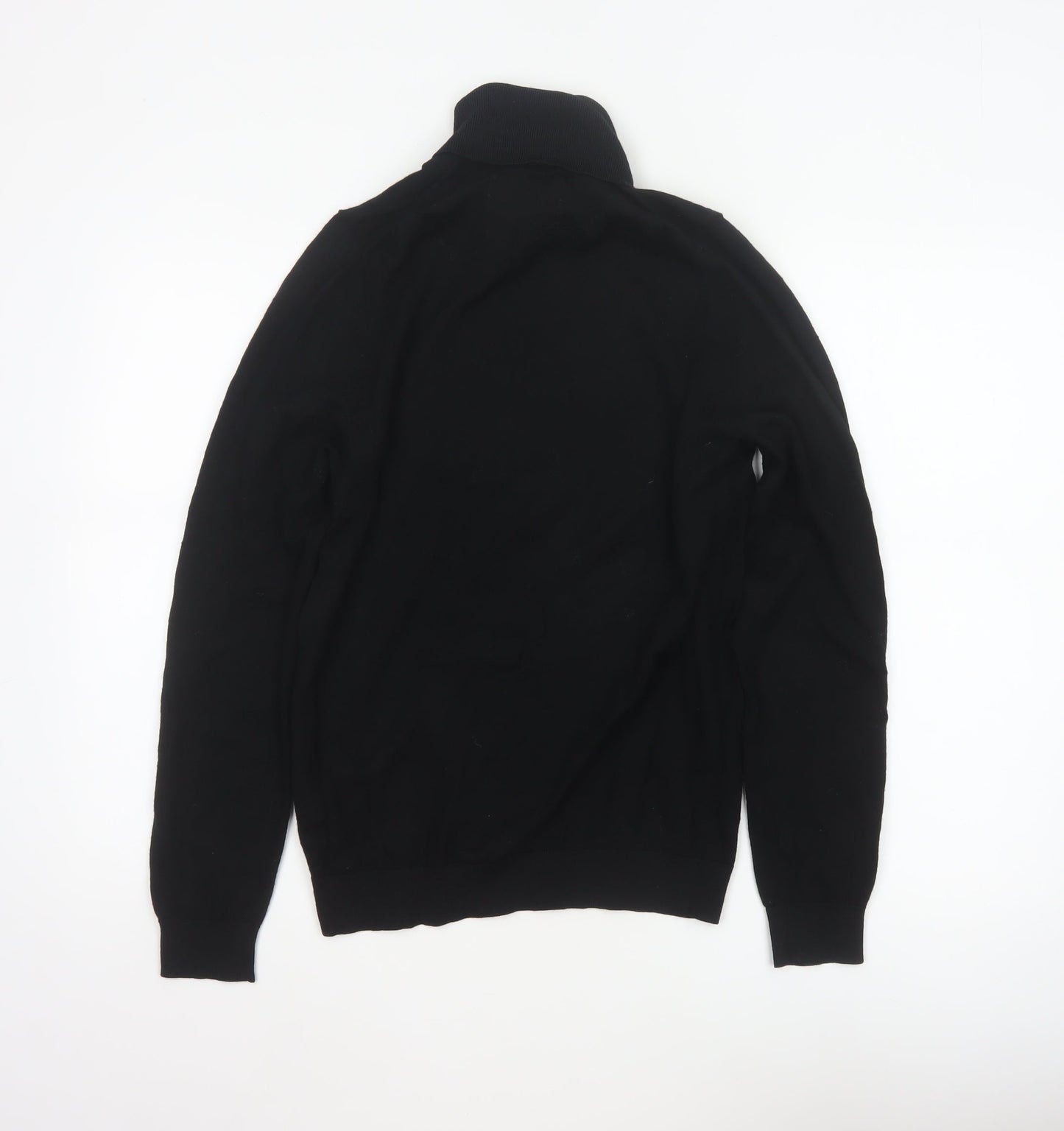 Marks and Spencer Men Black Small Merino Wool Roll Neck Pullover Jumper