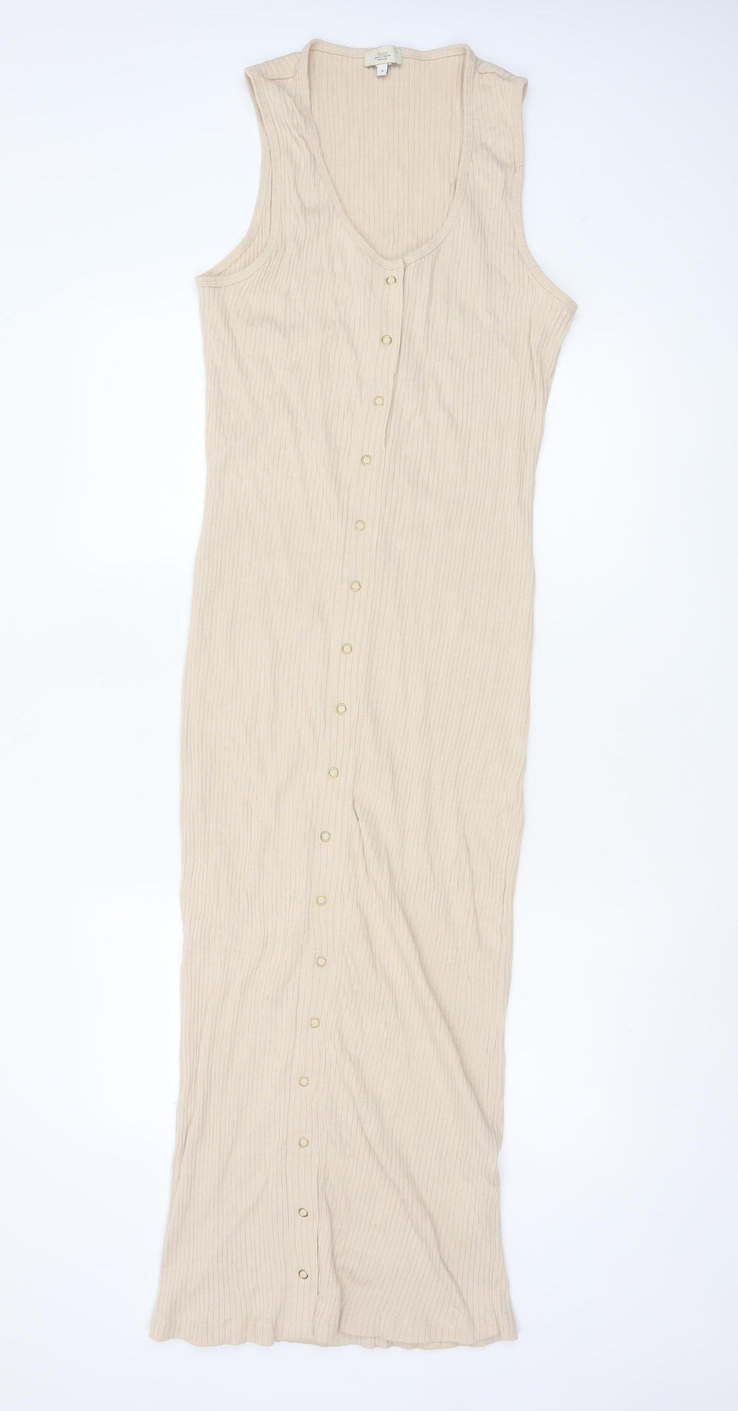 River Island Women Beige Size 18 Maternity Ribbed Maxi Snap Dress