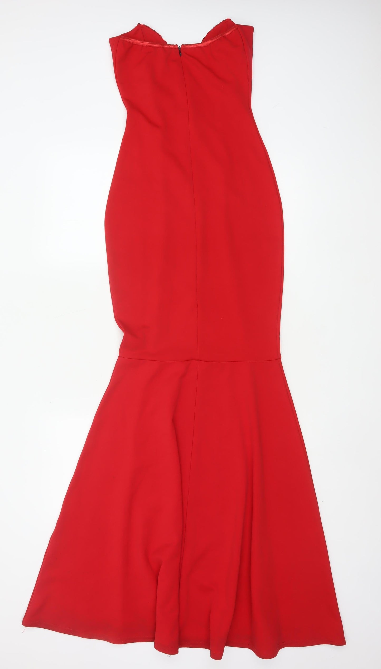 Missguided Women Red UK 8 Mermaid Long V-Neck Formal Evening Dress
