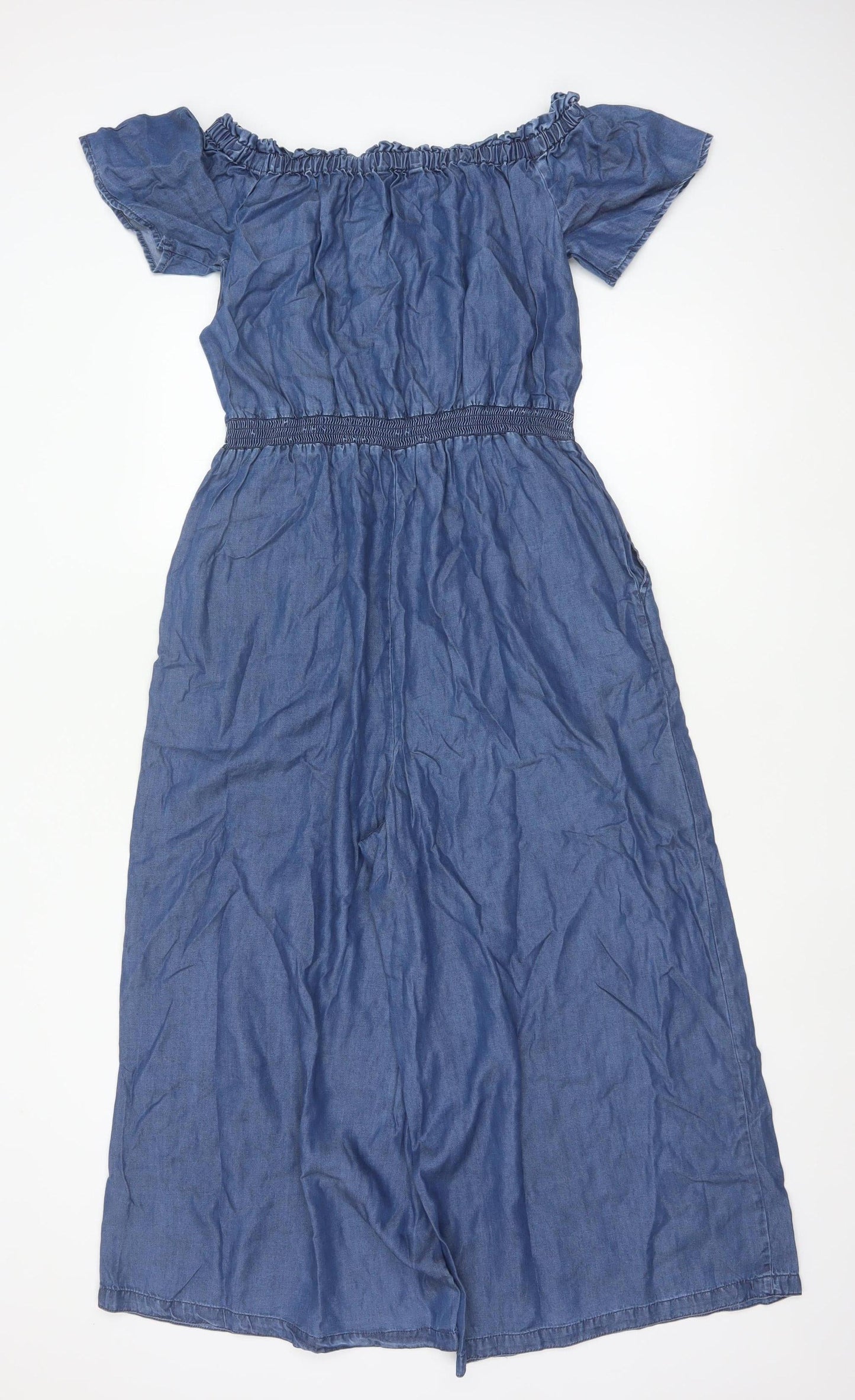 Next Women’s Blue UK 12 Lyocell Off Shoulder Wide Leg Jumpsuit