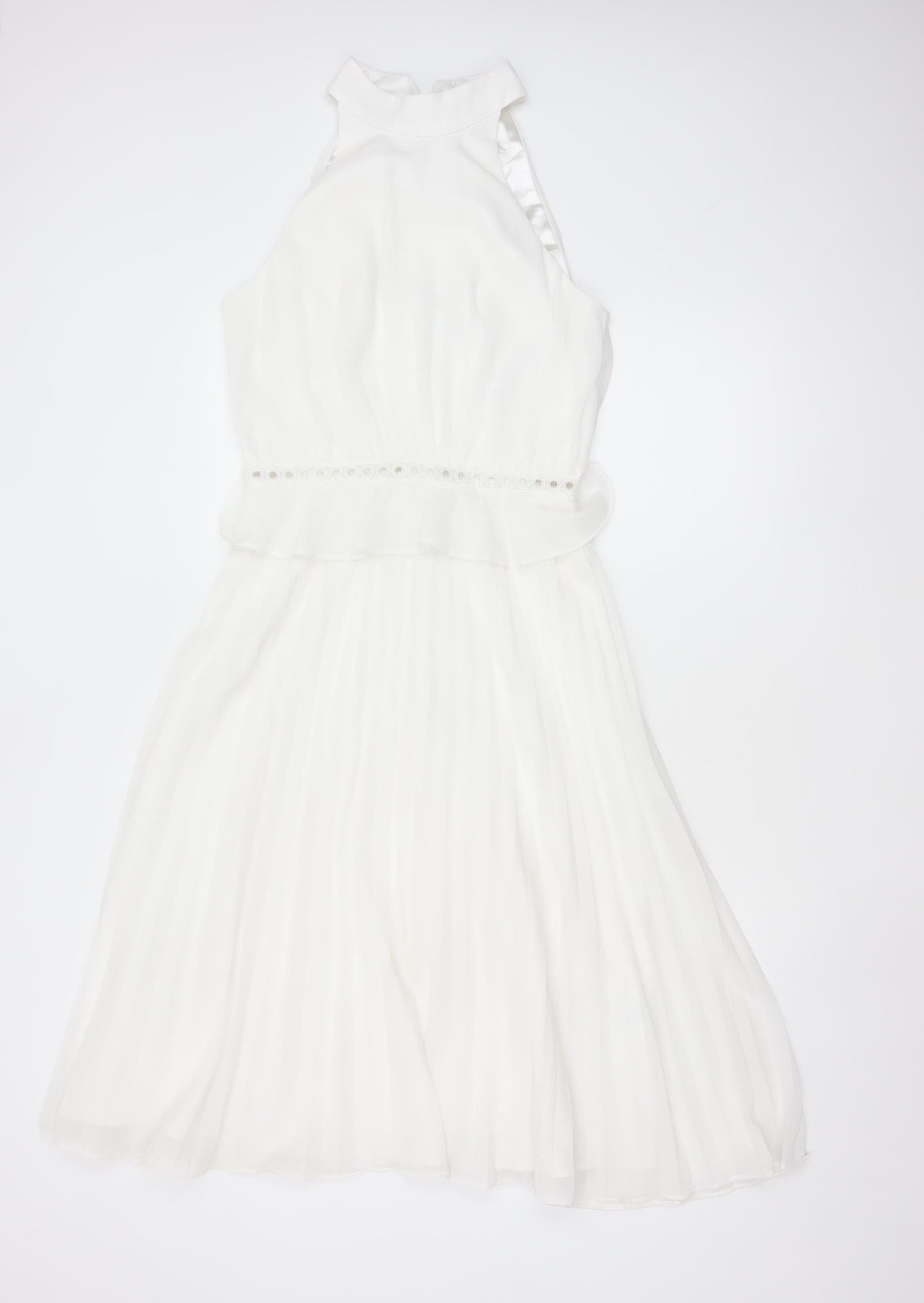 Chi Chi London Women White UK 10 Maxi Halter Chiffon Occasion Dress