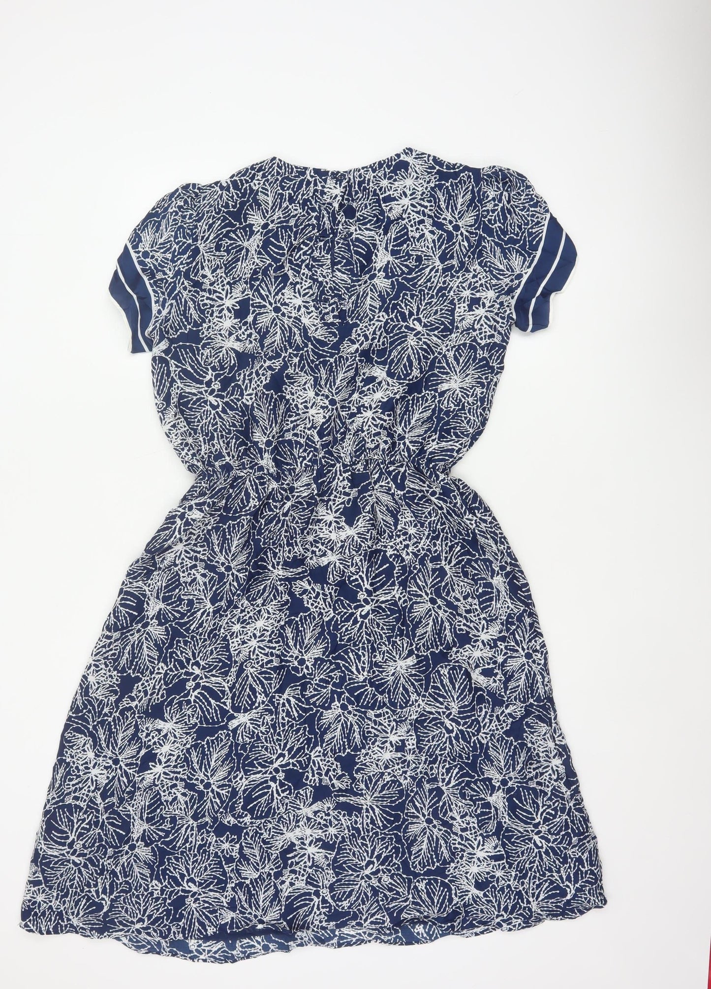 H&M Women Blue Floral Fit & Flare Knee Length Dress UK 12