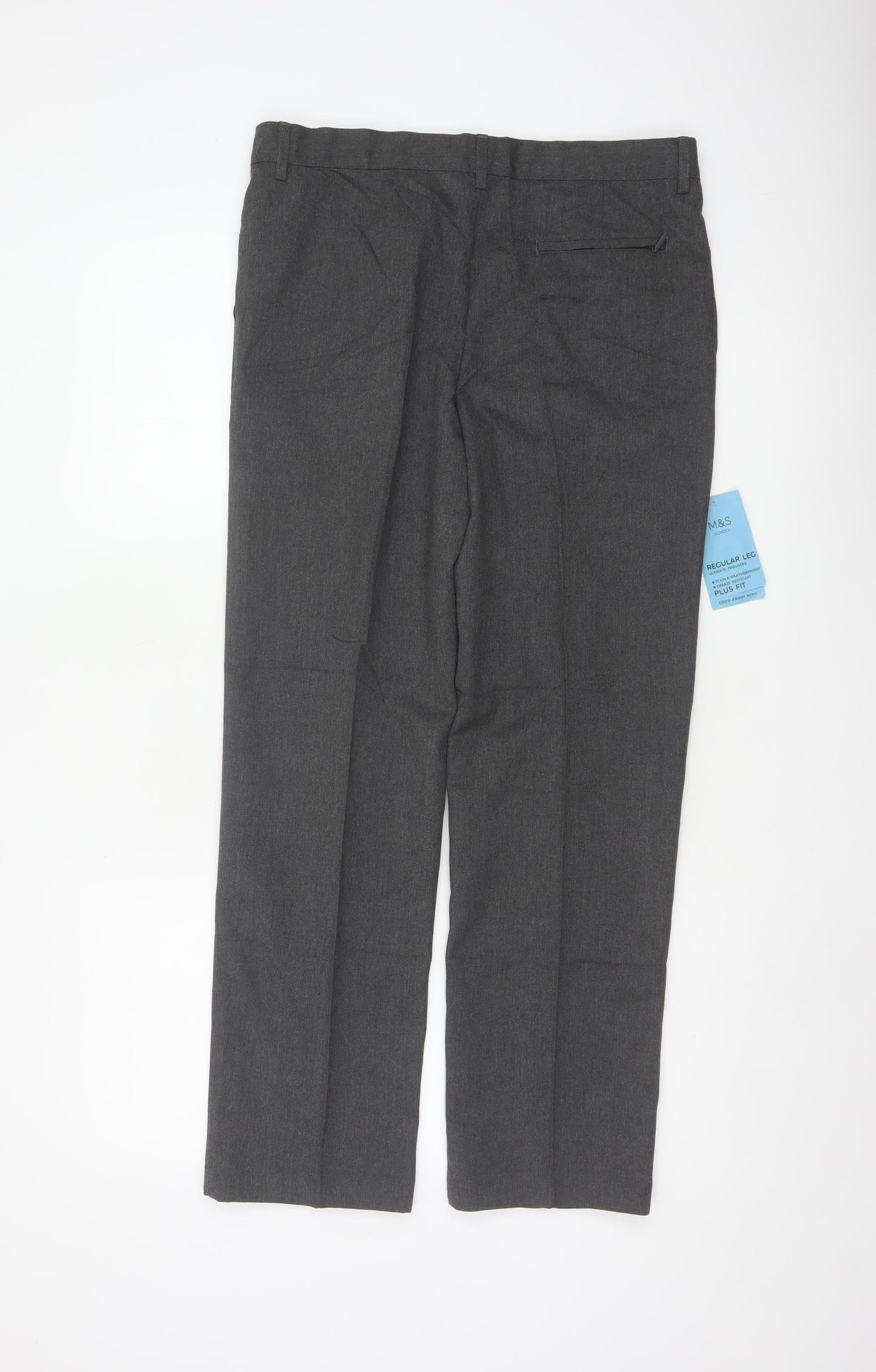 Marks & Spencer Boys Grey 12 Plus Fit Regular Leg School Trousers