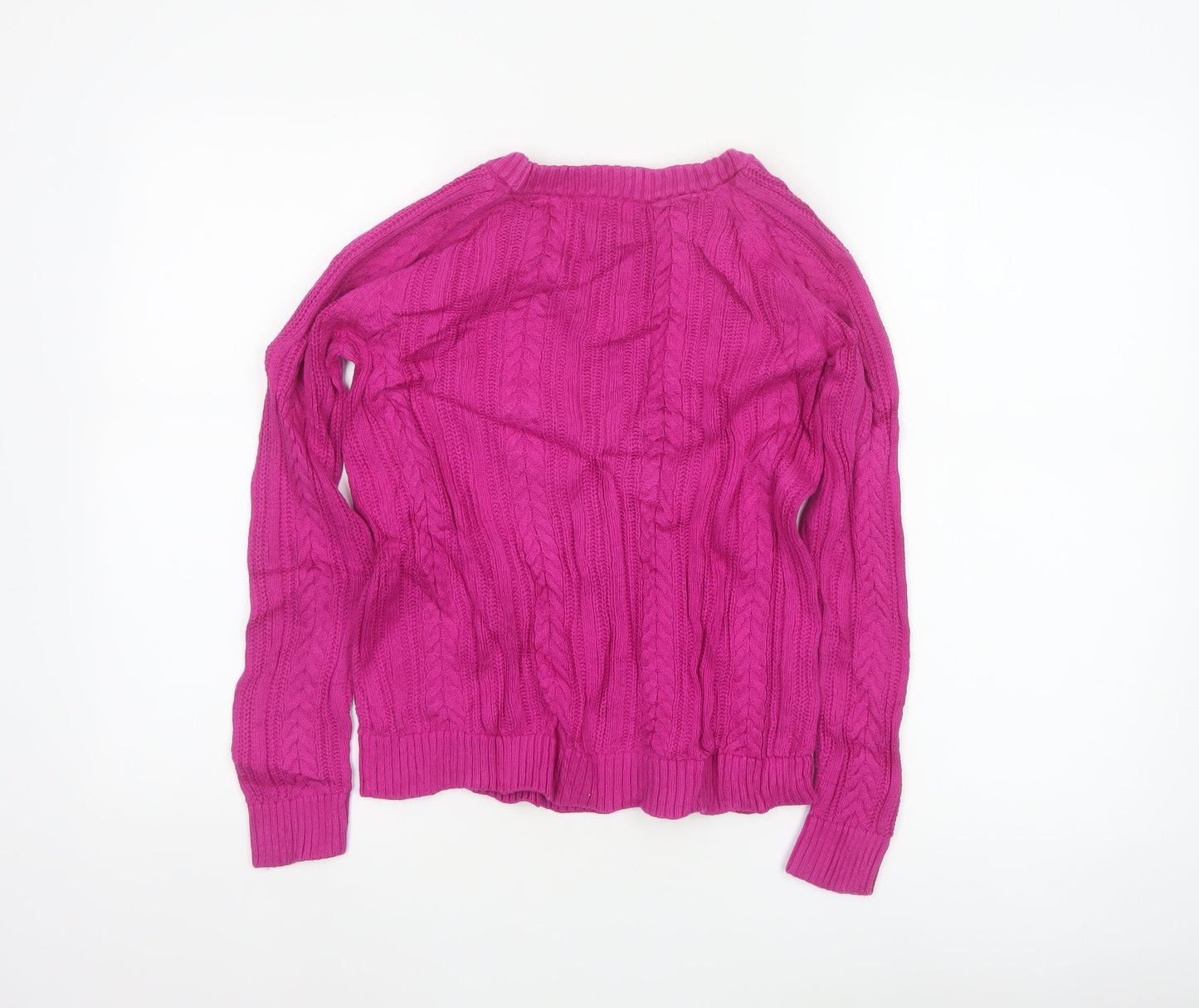 Lands' End Women's Pink XS Petite Cable Knit Cotton Jumper