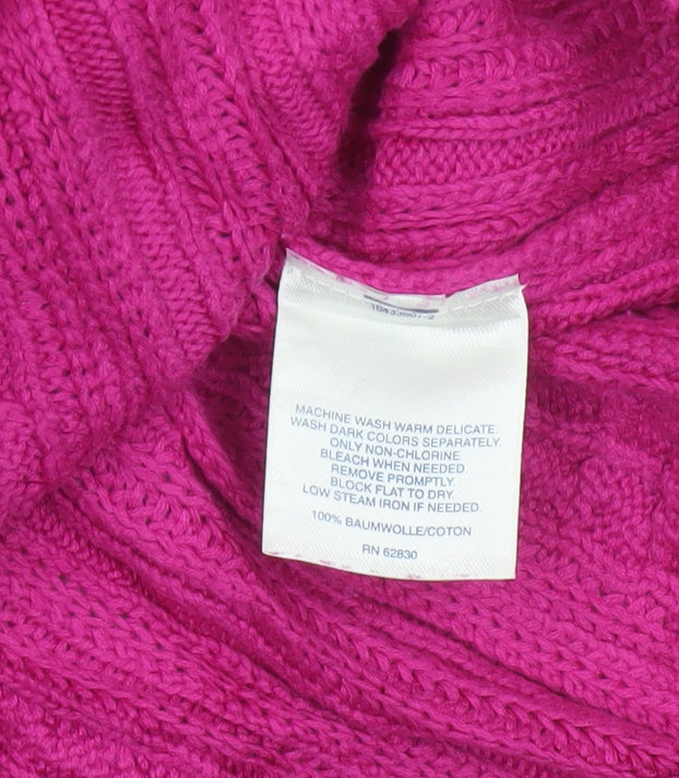 Lands' End Women's Pink XS Petite Cable Knit Cotton Jumper