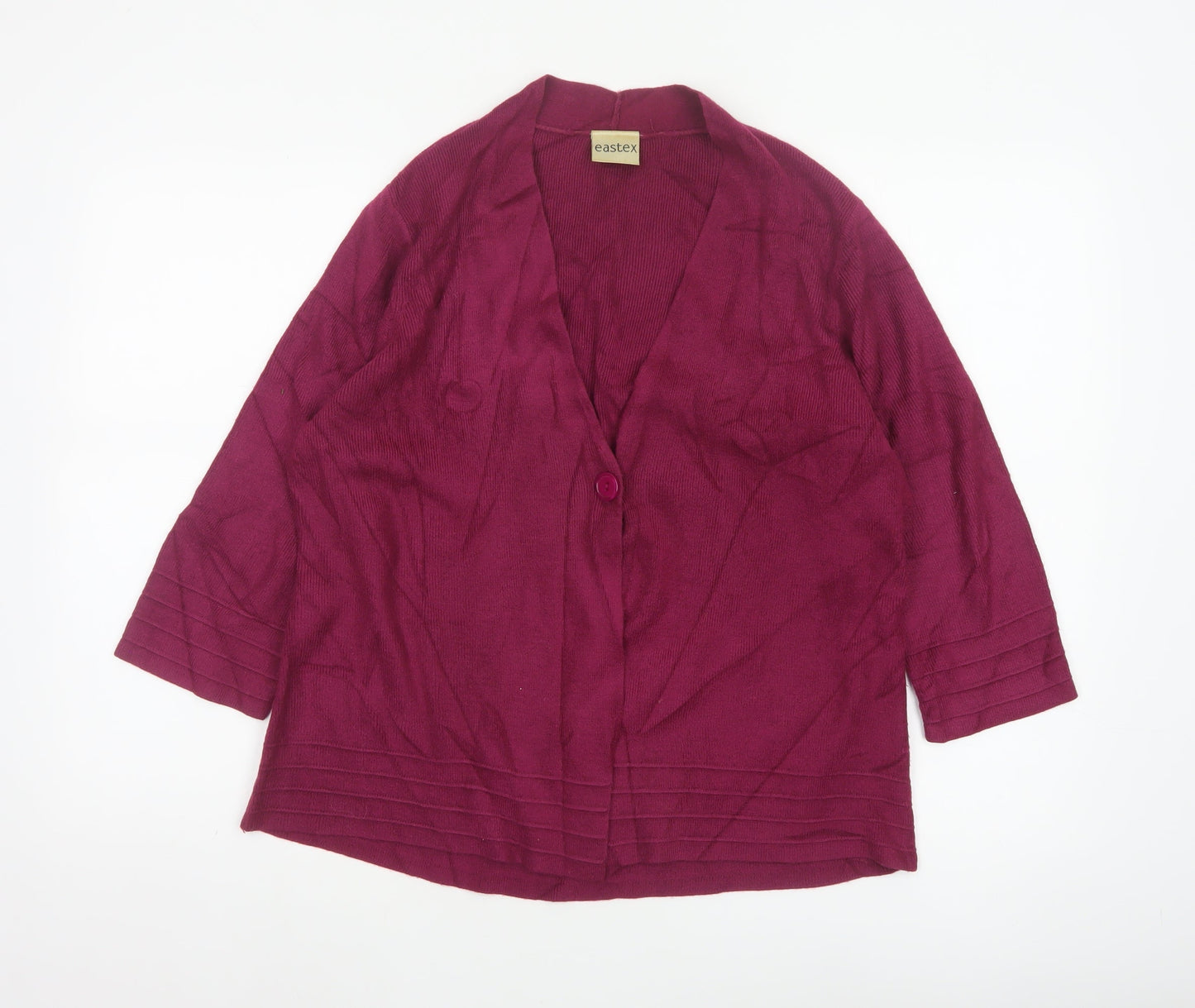 Eastex Women’s Purple UK 14 V-Neck 3/4 Sleeve Knit Cardigan
