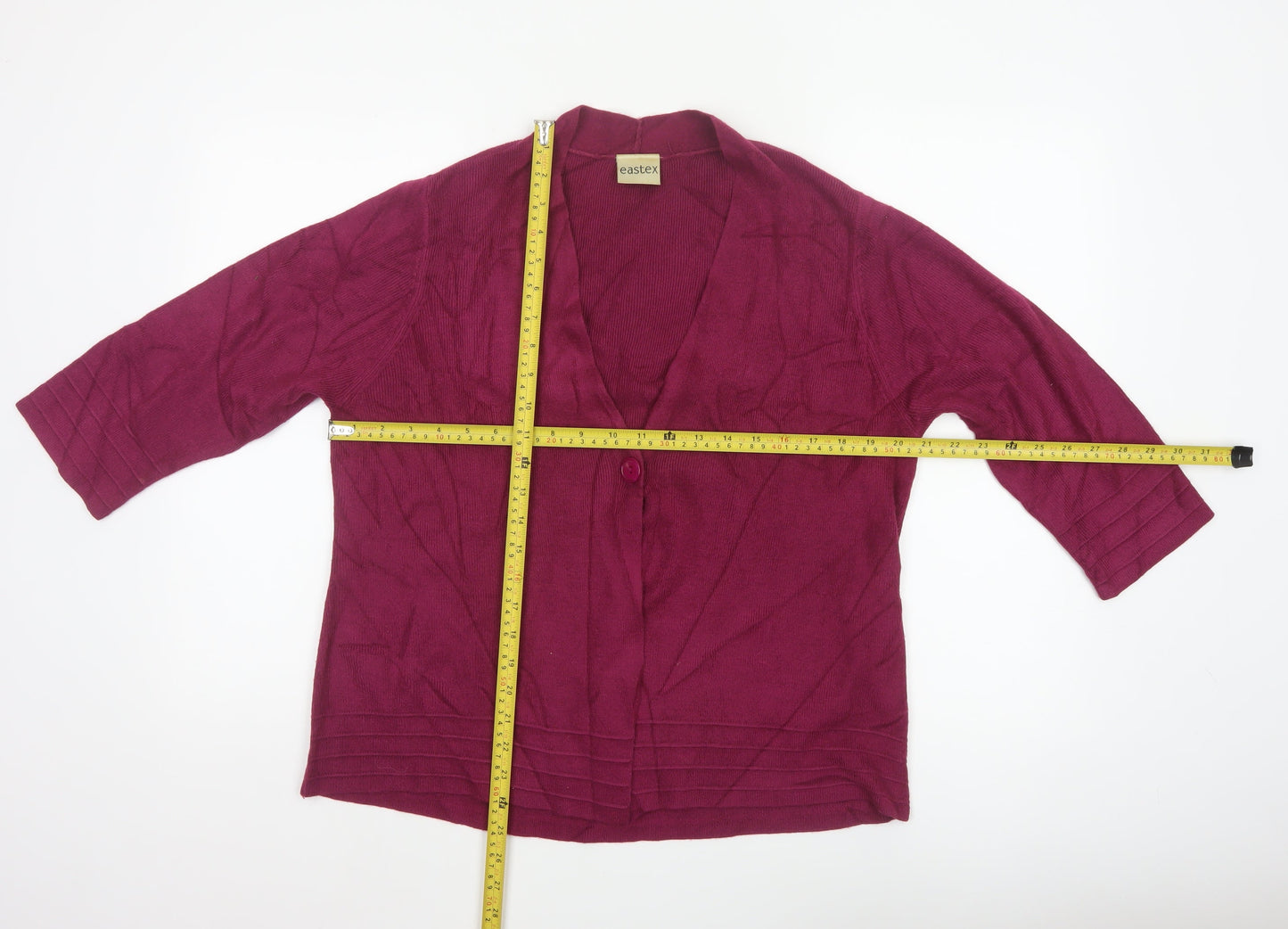 Eastex Women’s Purple UK 14 V-Neck 3/4 Sleeve Knit Cardigan