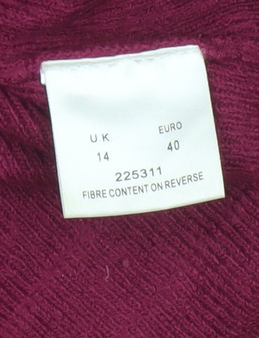Eastex Women’s Purple UK 14 V-Neck 3/4 Sleeve Knit Cardigan