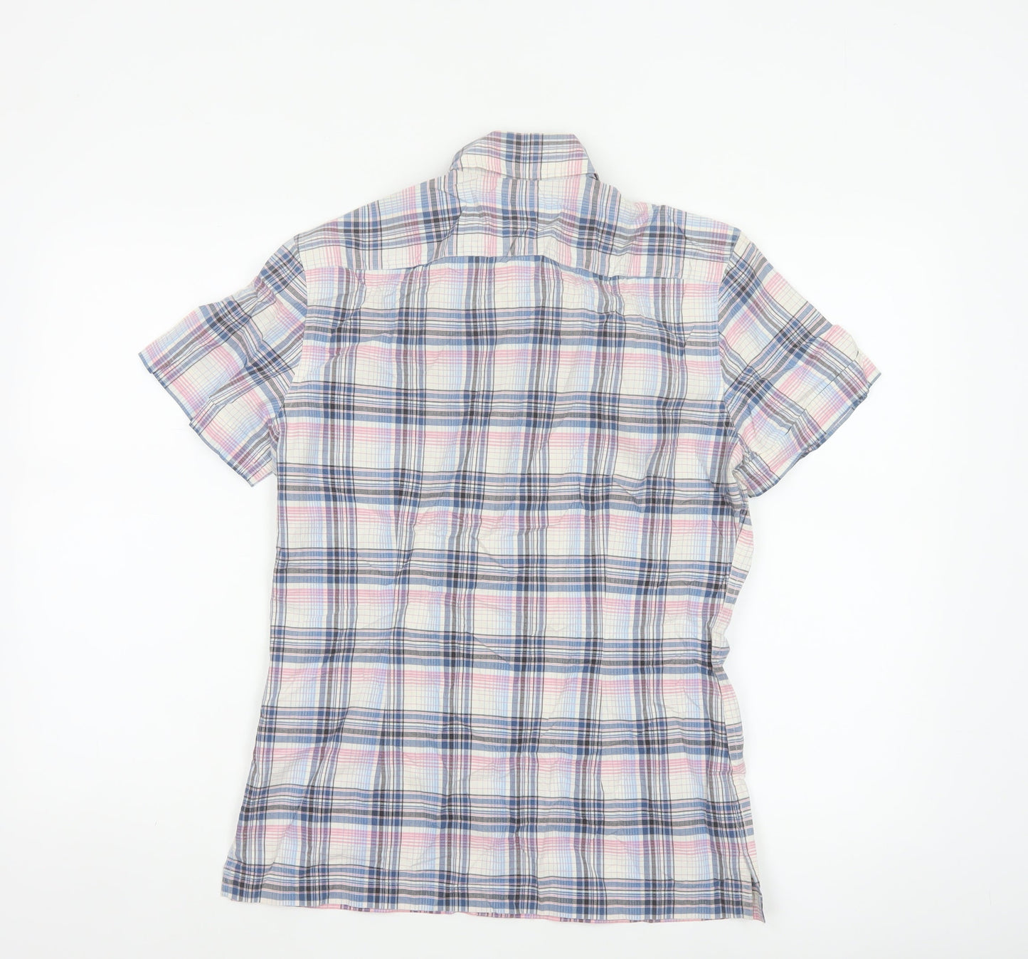 Ralph Lauren Men Blue Pink Plaid S Short Sleeve Button-Up Shirt