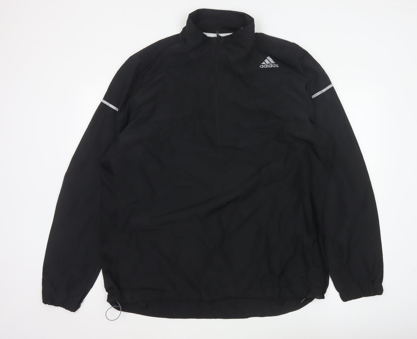 adidas Men’s Black XL ClimaProof 1/4 Zip Reflective Running Sweatshirt
