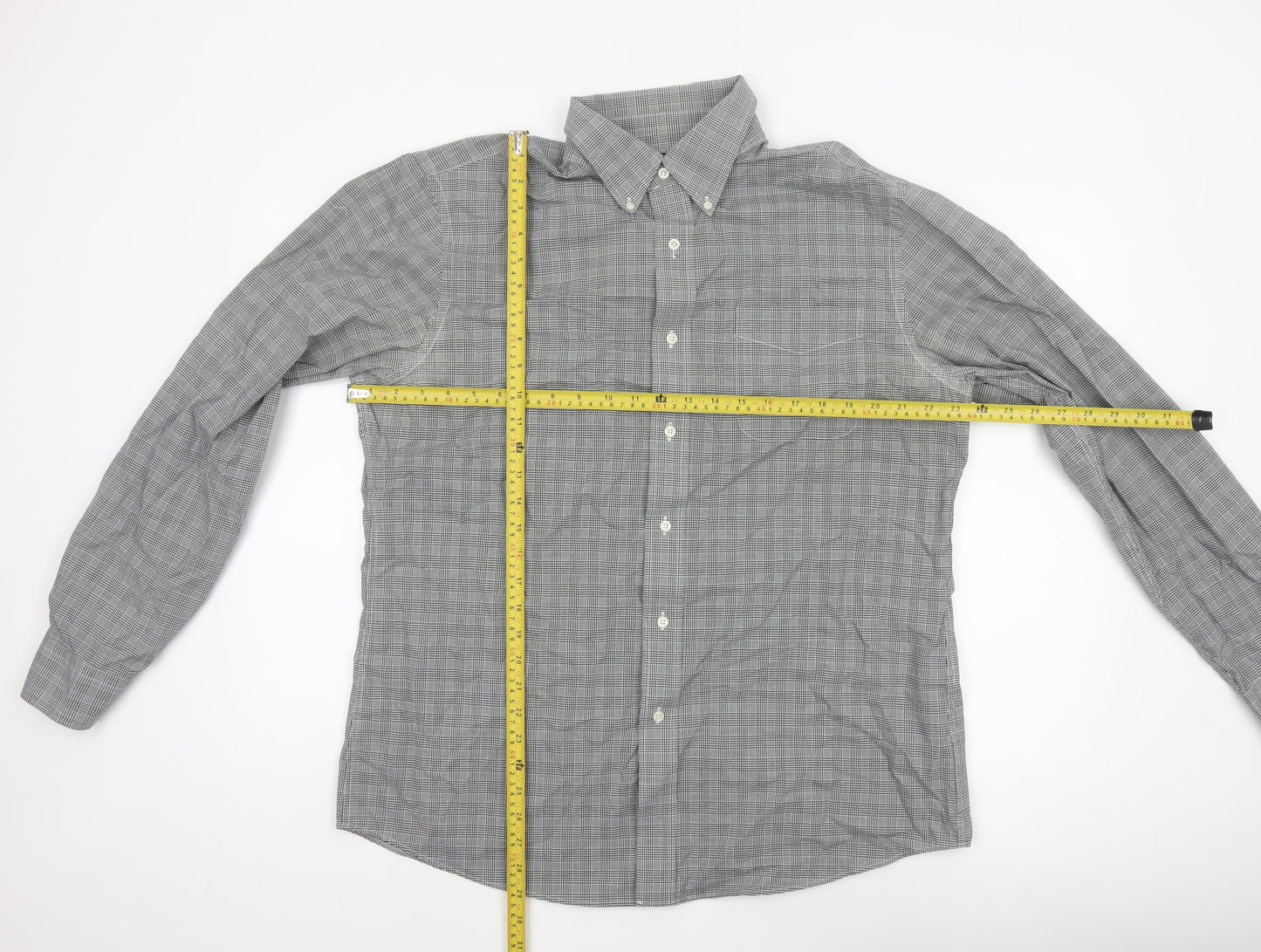 Lauren Ralph Lauren Men's Black Check Slim Fit 17 34 Non-Iron Shirt