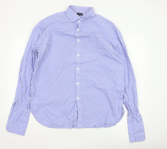 Jaeger Men’s Blue Check Button-Up Shirt Size 17 Long Sleeve