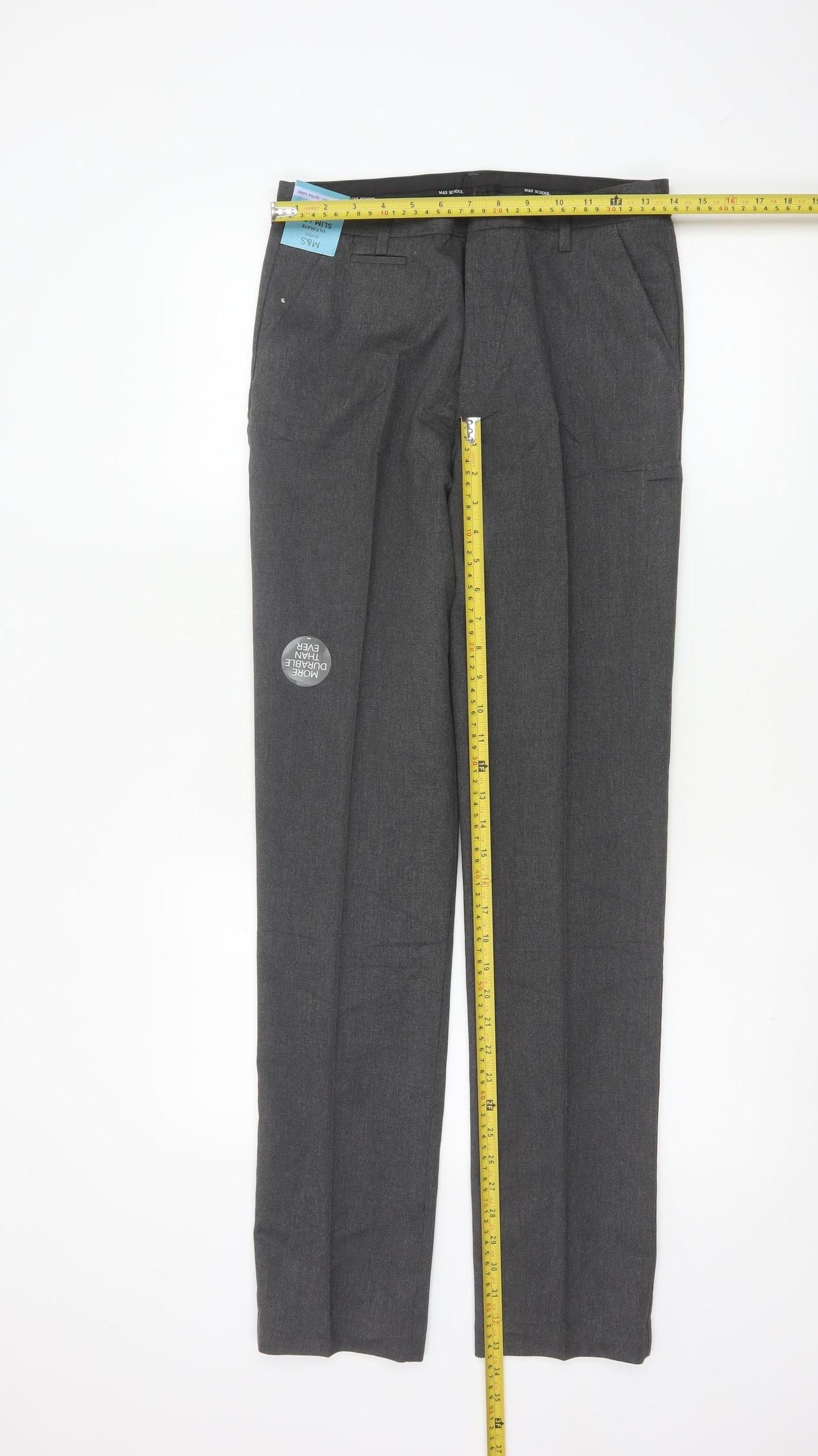 Marks & Spencer Boys Grey 12-13 Years Slim Dress Pants School