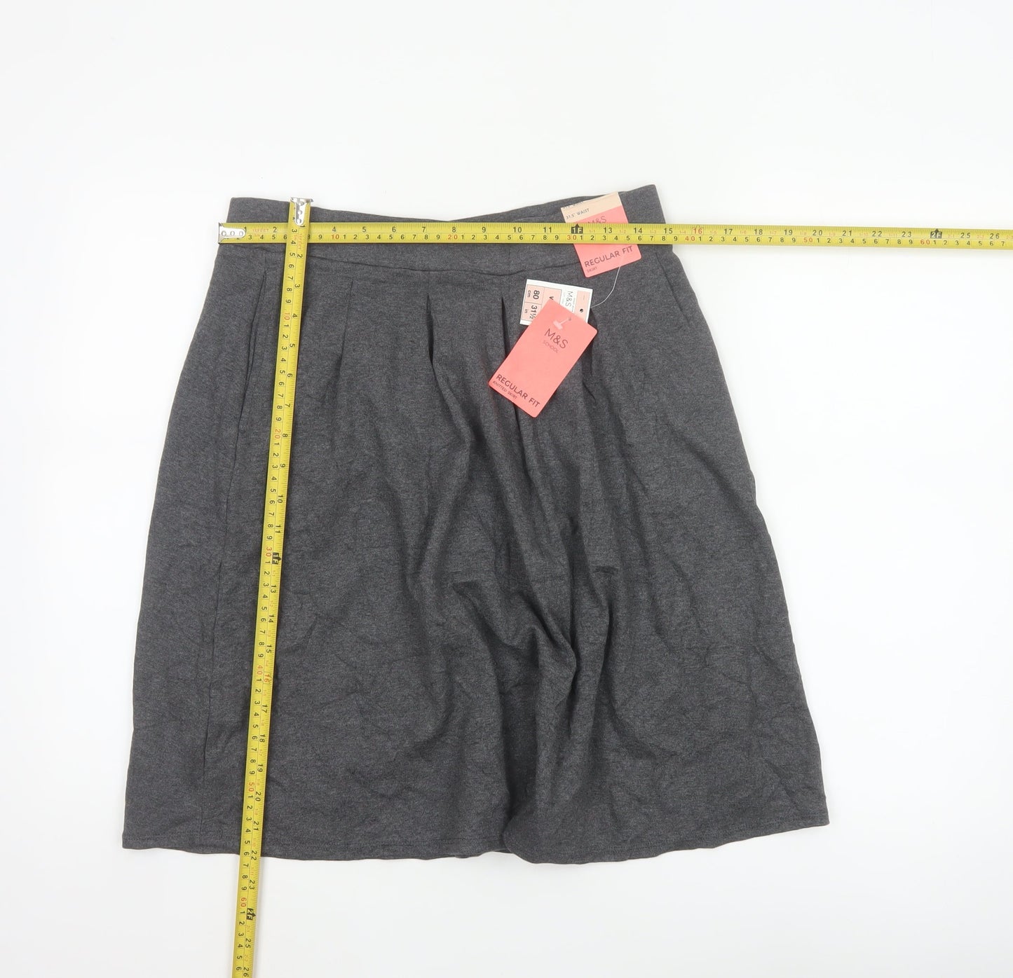 Marks & Spencer Girls Grey 164 A-Line Knee Length School Skirt NWT