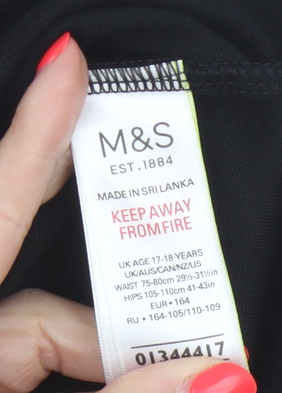 Marks and Spencer Girls Black Age 17-18 Straight Pencil School Skirt