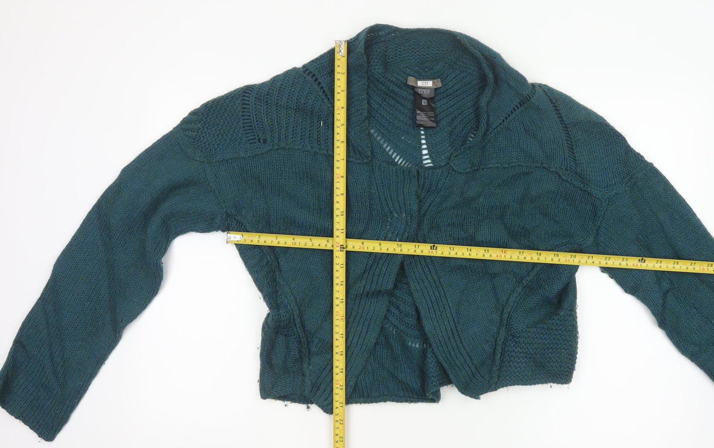 Crea Concept Women Green L Cable-Knit Cowl Neck Alpaca Blend Jumper