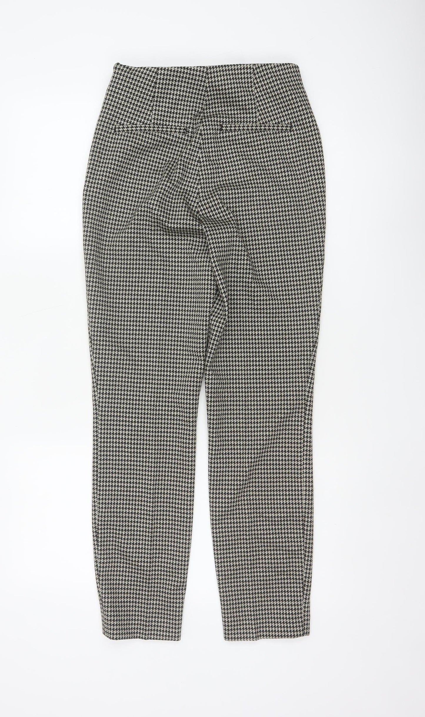 H&M Women Black White Check Tapered Smart Trousers Size S
