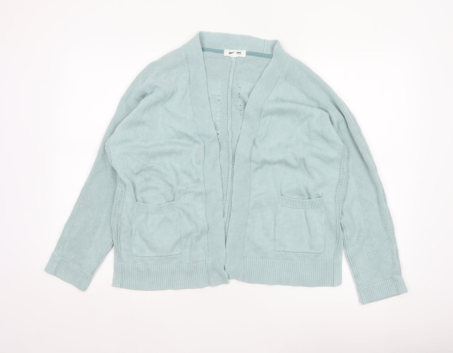 White Stuff Women Blue UK 14 Open Knit Cotton Cardigan Pockets