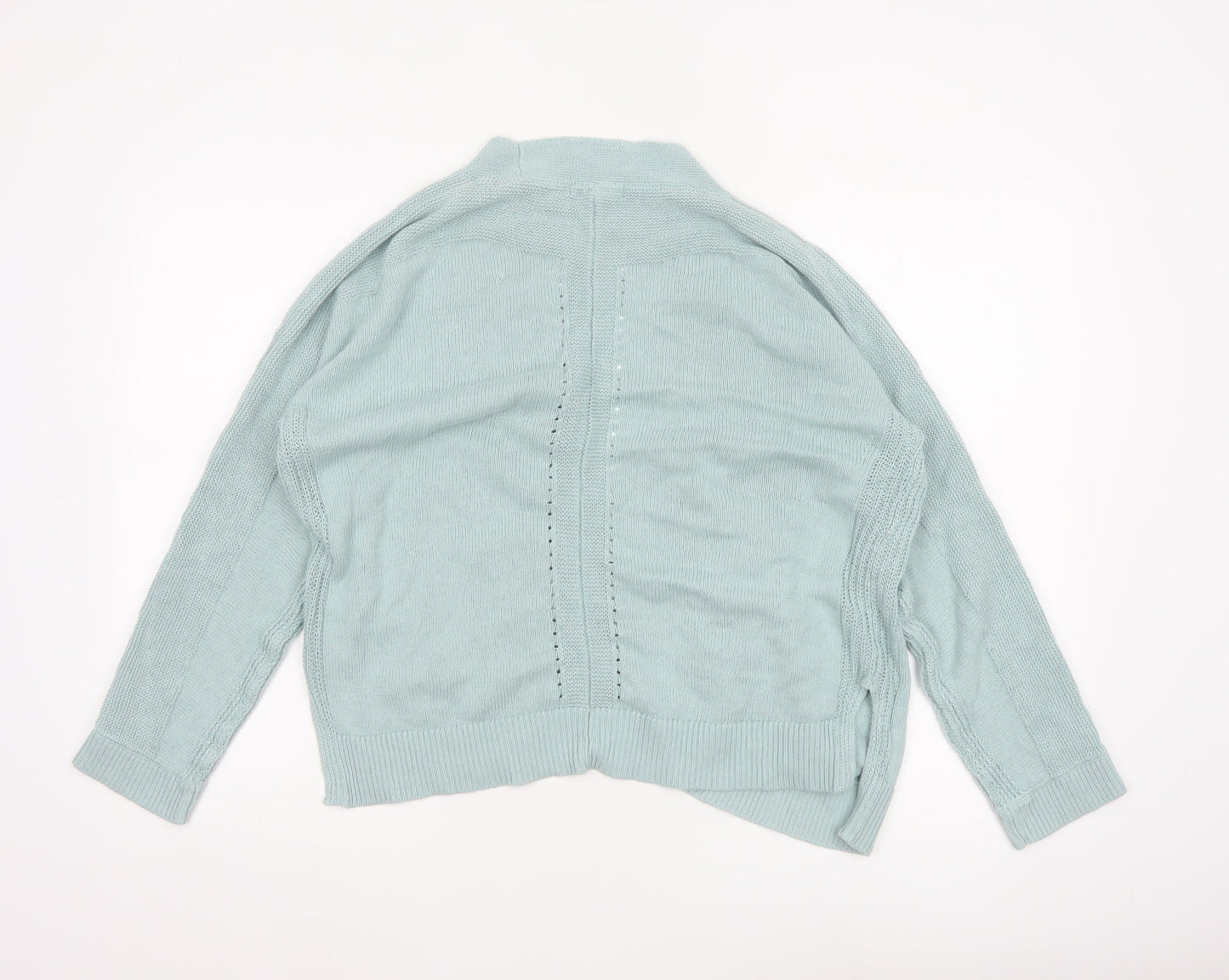 White Stuff Women Blue UK 14 Open Knit Cotton Cardigan Pockets