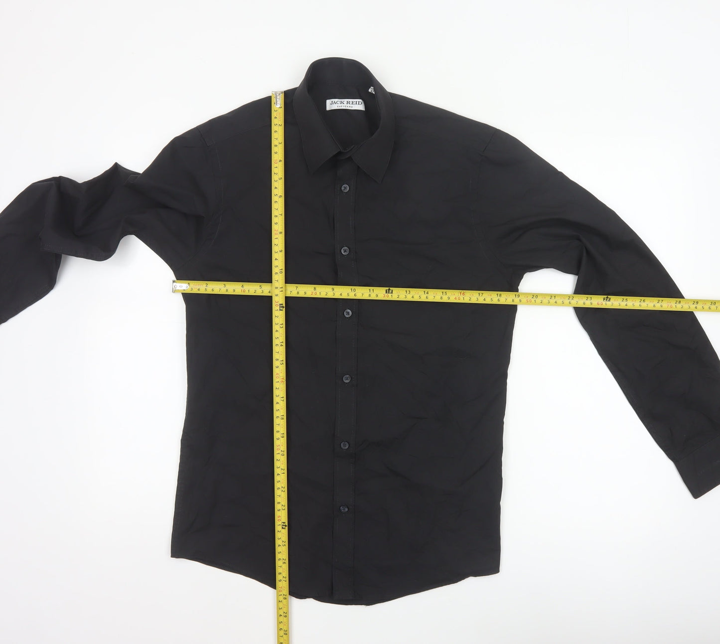 Jack Reid Men's Black 14.5 Easy Care Long Sleeve Button-Up Shirt