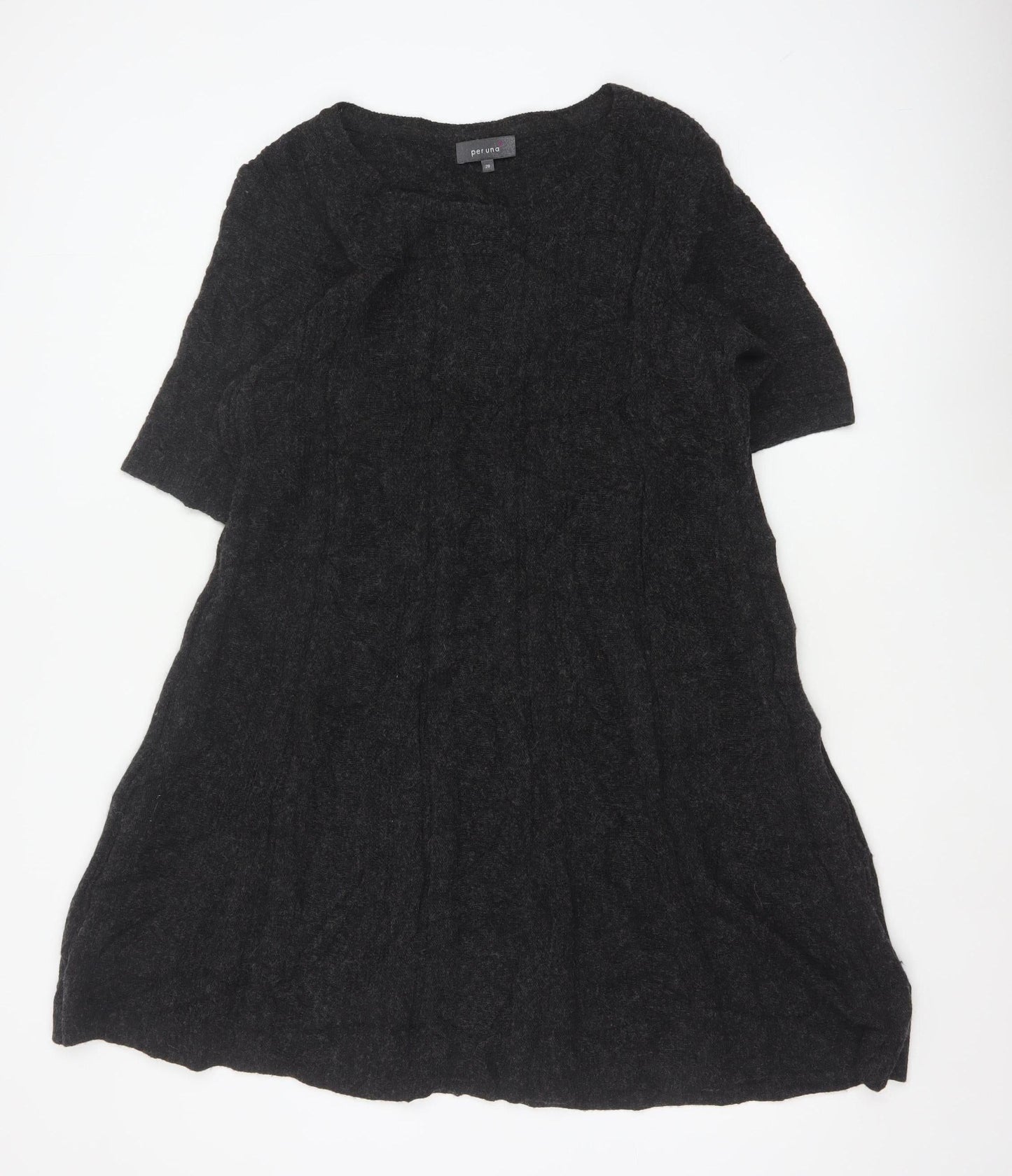 Per Una Women Black Wool Blend A-Line Jumper Dress UK 20 Knit