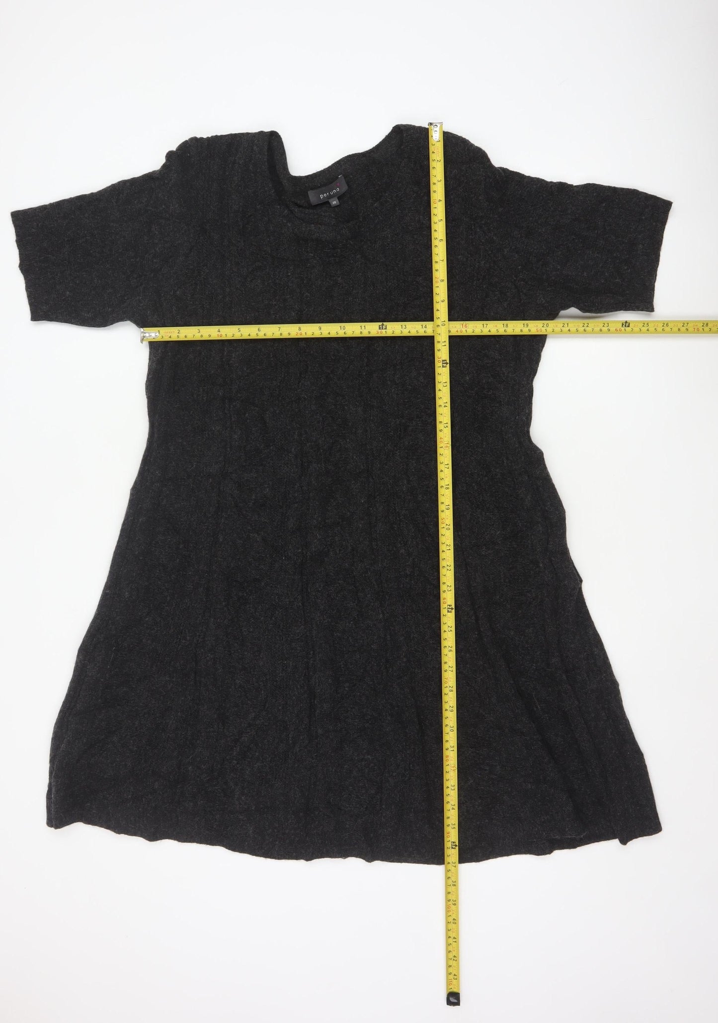 Per Una Women Black Wool Blend A-Line Jumper Dress UK 20 Knit