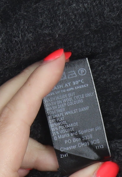 Per Una Women Black Wool Blend A-Line Jumper Dress UK 20 Knit
