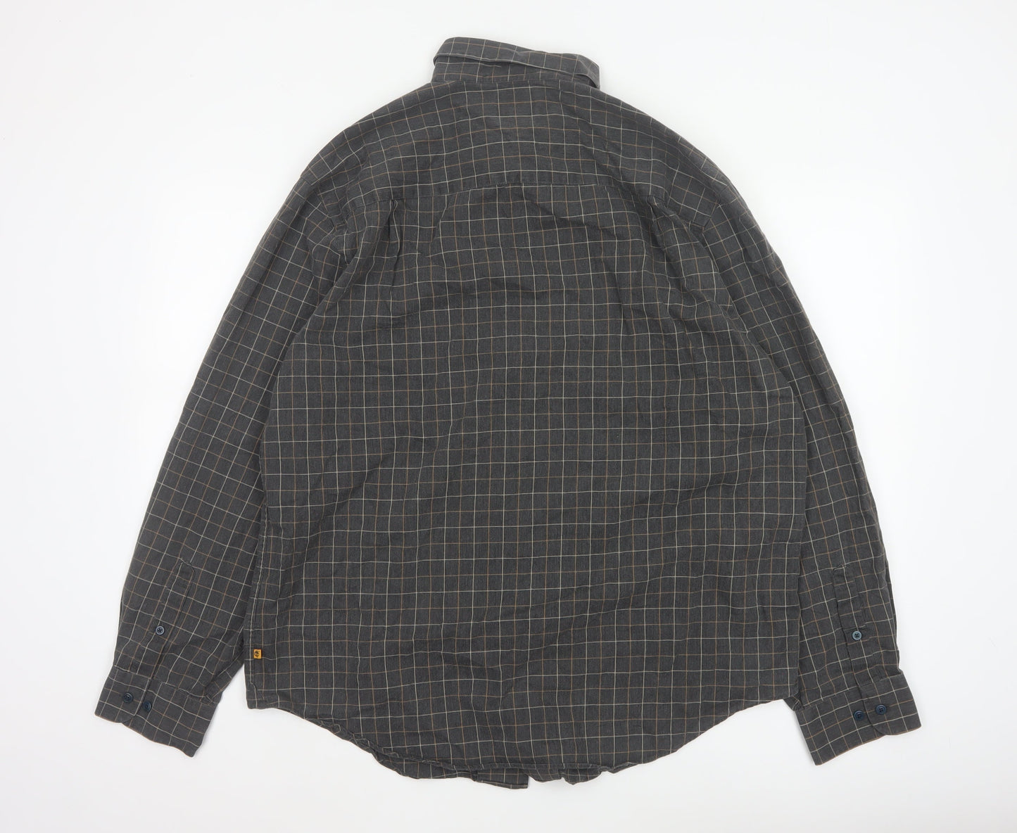 Timberland Men Grey Check XL Cotton Long Sleeve Button-Up Shirt