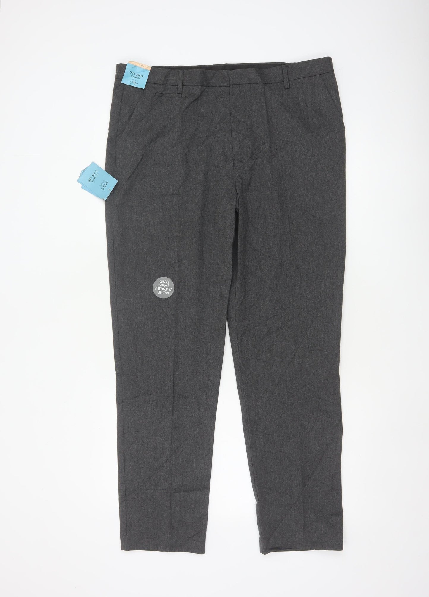 Marks & Spencer Boys Grey 18 Plus Slim Leg School Trousers NWT