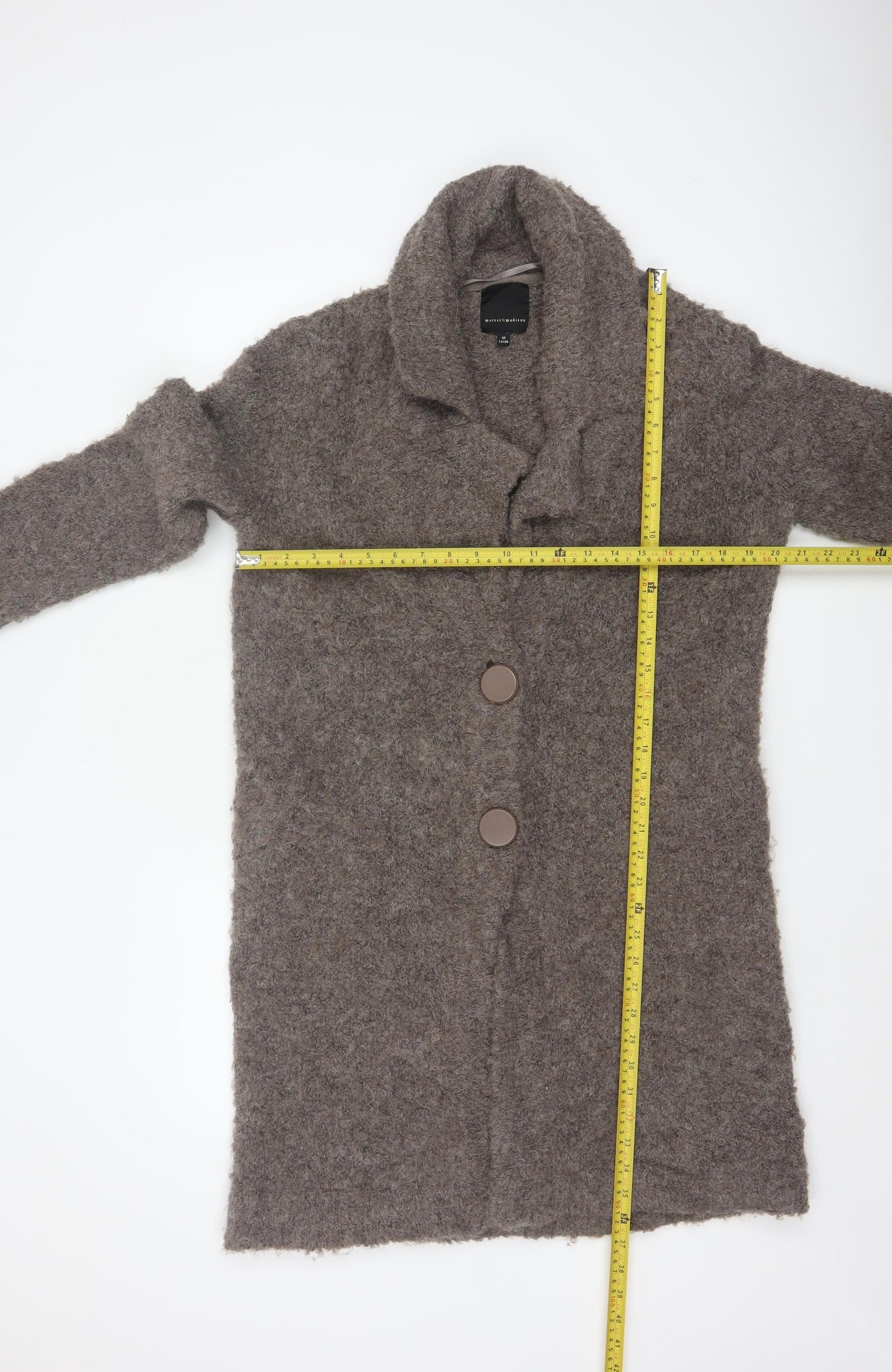 Mercer & Madison Women Grey UK 12 Alpaca Wool Long Collared Cardigan