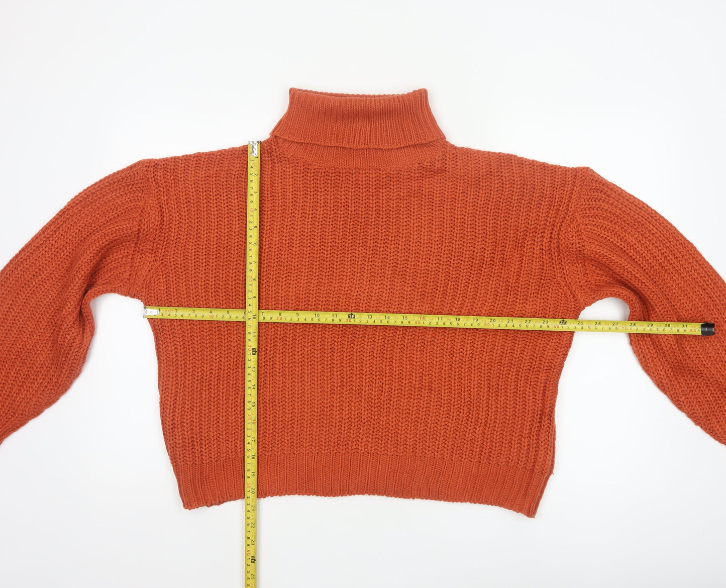 Threadbare Women Orange UK 10 Chunky Knit Roll Neck Pullover Jumper