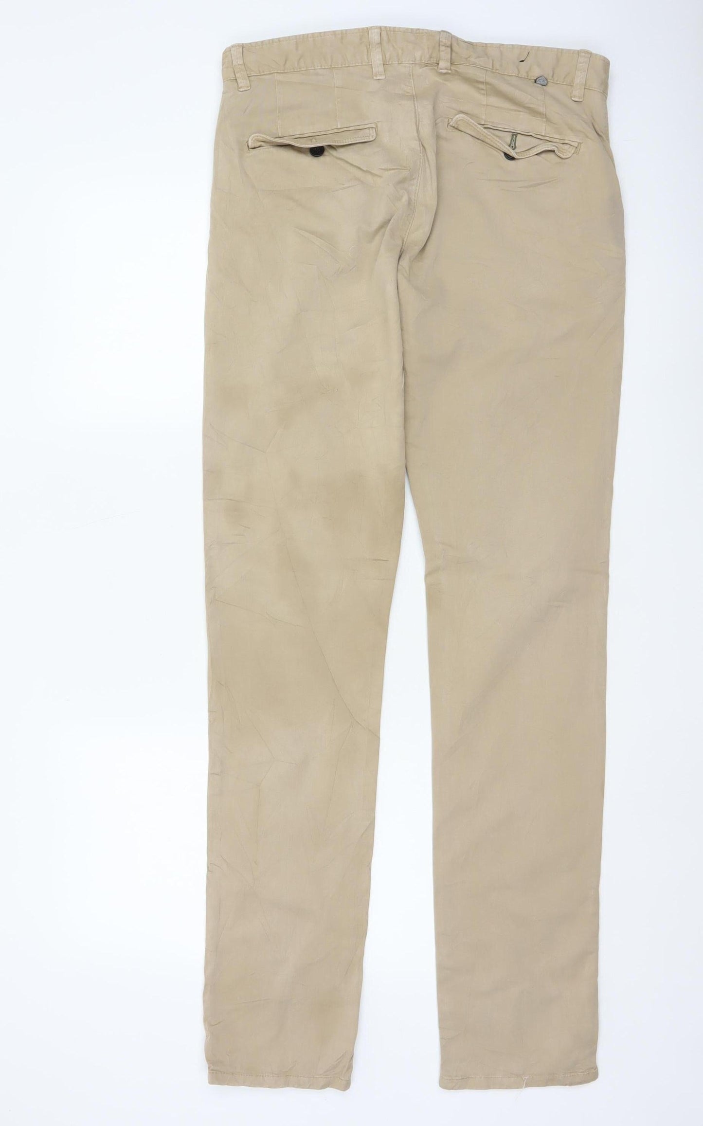 Zara Men Beige Slim Tapered Chino Trousers Size M W31