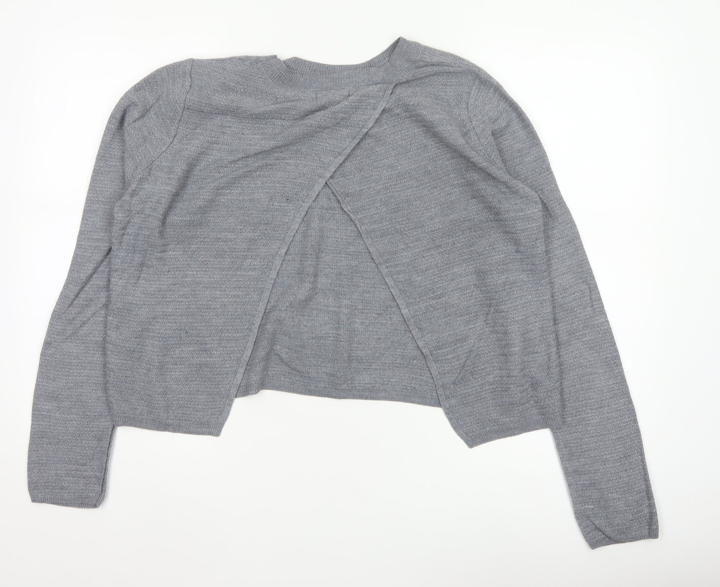 FatFace Women Grey UK 12 Open Wrap Knit Long Sleeve Cardigan