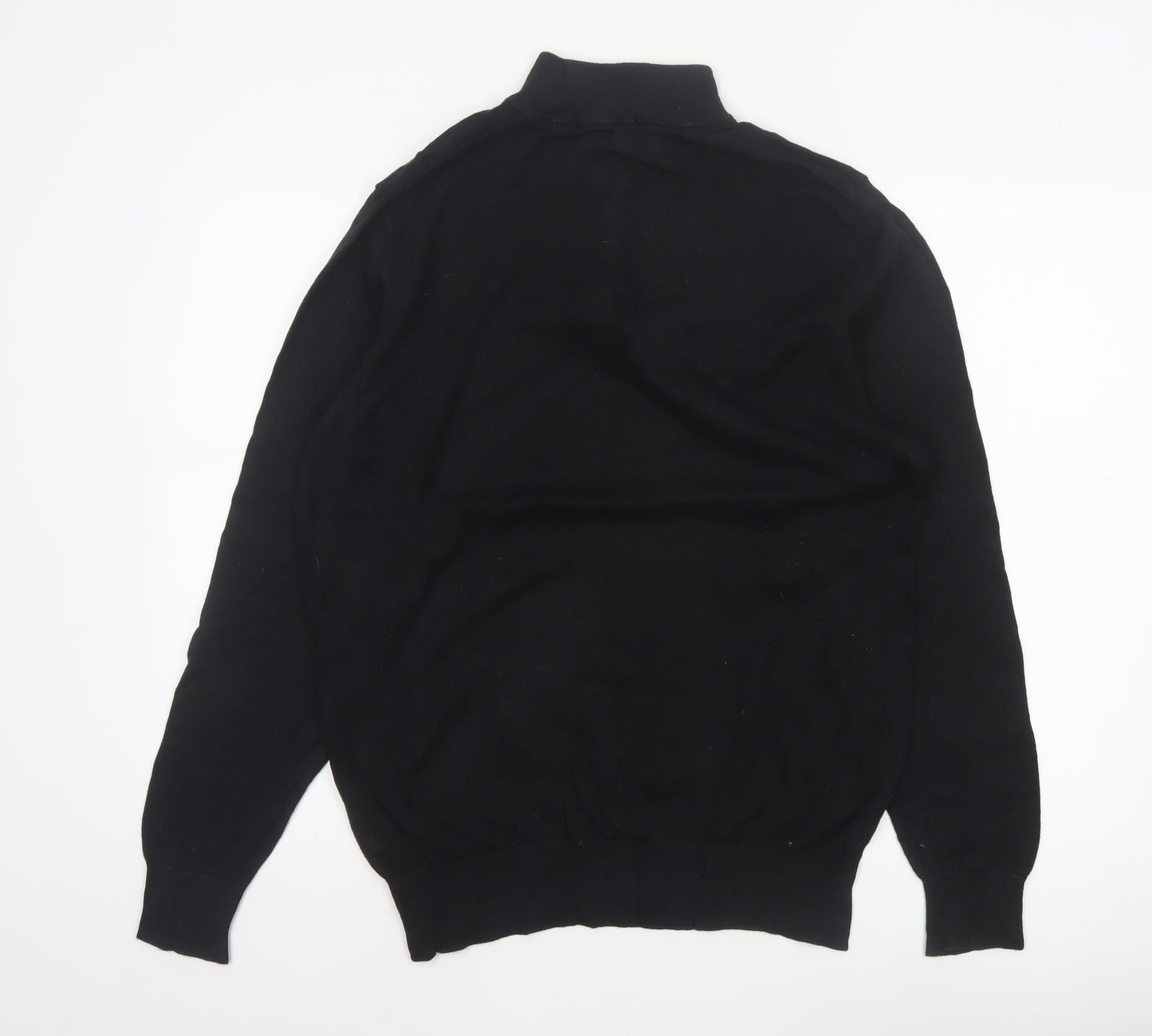 Holland Esquire Men's Black L Half Zip Cotton Knit Jumper High Neck