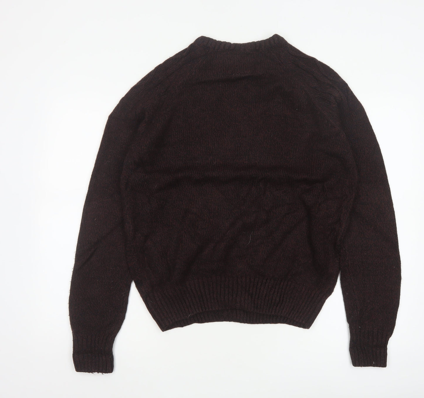 Headland Premium Men’s Brown M Cable-Knit Crew Neck Pullover Jumper