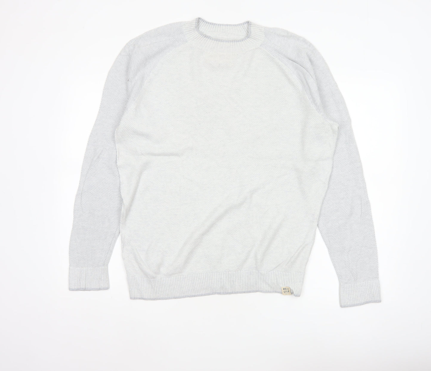 Hollister Men’s Grey L Crew Neck Cotton Blend Knit Pullover Jumper