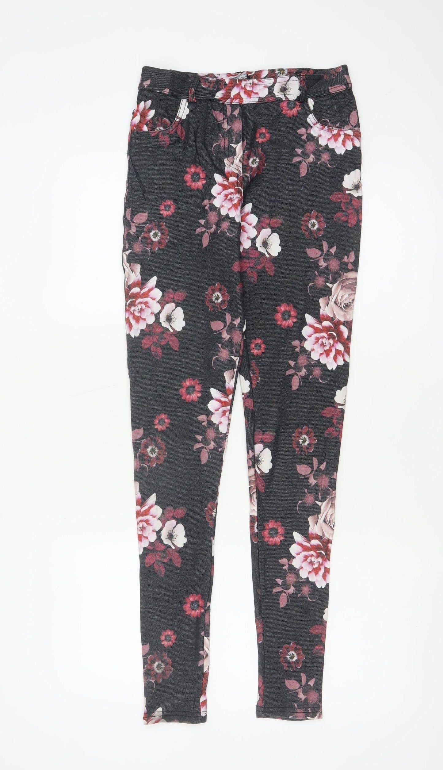Select Women’s Black Floral Skinny Stretch Jeggings UK 8