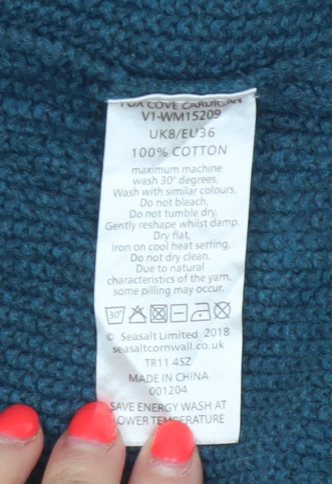 Seasalt Cornwall Women’s Blue UK 8 Open Cable Knit Cotton Cardigan