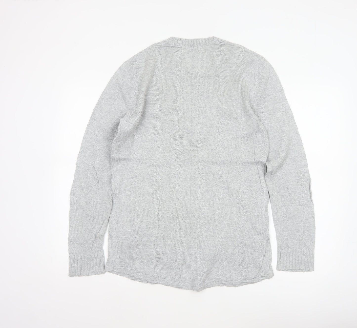 Hollister Men’s Grey Small Cotton Crew Neck Logo Pullover Jumper