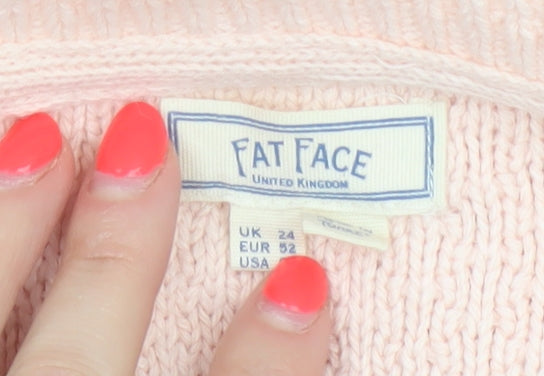 Fat Face Women Pink UK 24 Relaxed Crew Neck Knit Jumper